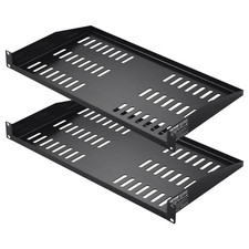 VEVOR 2PCS 1U Server Rack Shelf, Universal Vented Mount 1U-2PCS, Black