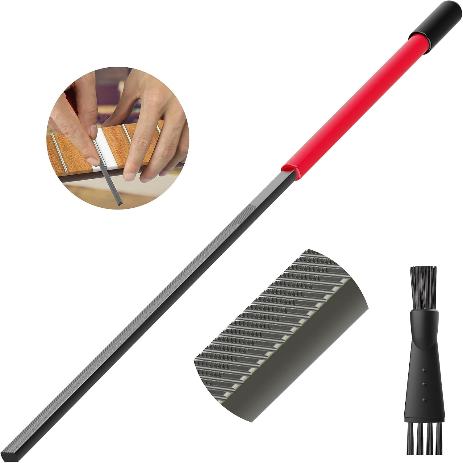 Fret End Dressing File with Brush for Fixing Sharp Guitar Fret Ends Repair