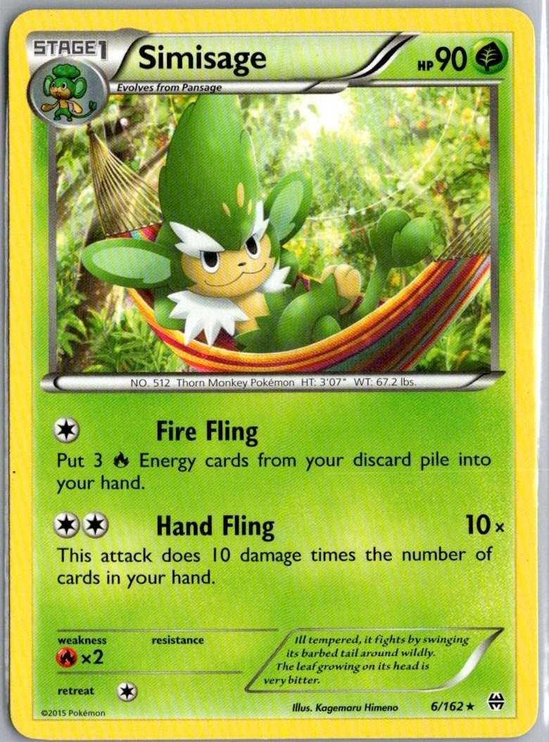 2015 Pokemon TCG - Breakthrough - Simisage Regular Rare - 6/162 LP