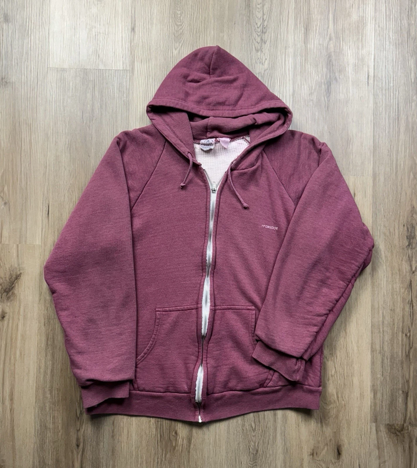 VINTAGE McGregor Competitors Thermal Lined Hoodie Sweatshirt Size Small Red