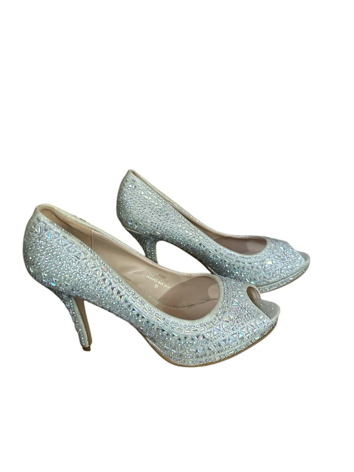 Lauren Lorraine Robie Rhinestone Heels Women’s Sz 8.5 Open Toe Gently Used Shape - Image 3 of 4