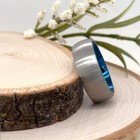 High polished Blue Tungsten 8mm Ring Silver Brushed Finish Christmas Gifts Band — photo 1