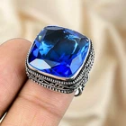 925 Sterling Silver Ring Tanzanite Gemstone Ring Silver Statement Ring