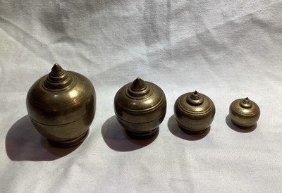 Vintage Nested Solid Brass Beehive Containers / Pill Boxes Set of 4