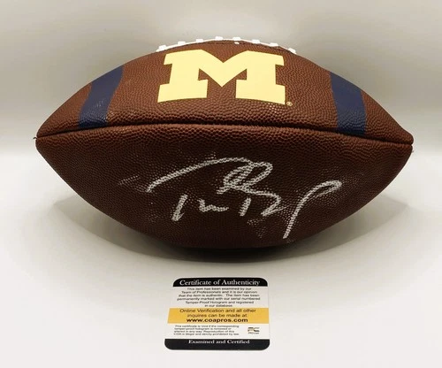 Tom Brady Signed Football With COA (PC481383) (Wolverines, Patriots)