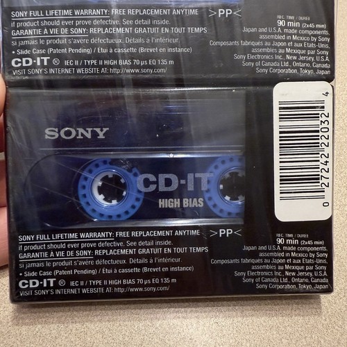 SONY CD-IT 90 Min Audio Cassette High Bias Slide Case Pack 2 SEALED BRAND NEW - Picture 5 of 5