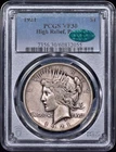 1921 Peace High Relief Silver Dollar $1 PCGS VF30 CAC