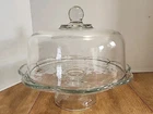 Vintage Anchor Hocking Clear Glass Cake Stand Pedestal Savannah Pattern W/ Lid