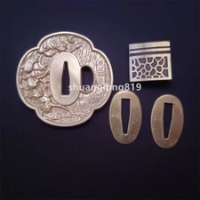 Brass Tsuba Handguard Guard Habaki Seppa Japanese Samurai Katana Sword Fittings