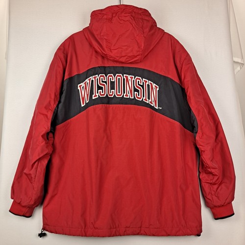 Parka Vintage Crable Sportswear Rosso Wisconsin Badgers Stadium - Uomo Taglia Med - Foto 5 di 5