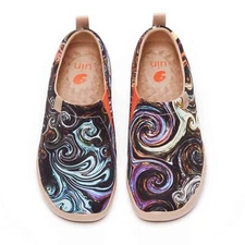 Women Size 5-10.5 UIN Slip On Shoes Canvas Comfortable Loafers "Starry Night #1"