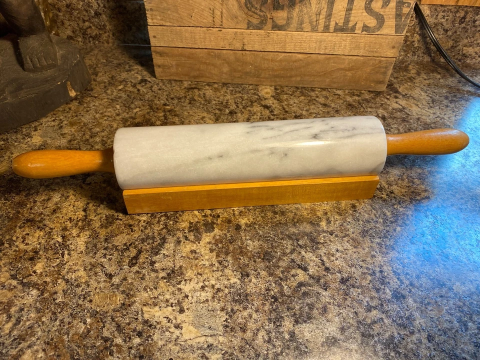 Fox Run Marble Rolling Pin with Cradle - Image 2 of 4
