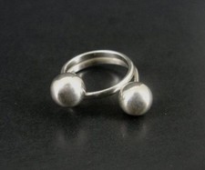 Ring Silver Double Band Bead Ends Sterling Silver 925 Ring size 7