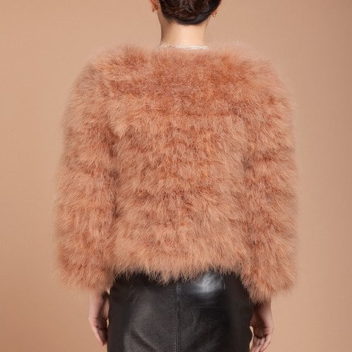New Women Real Fur Ostrich Feather Fur Coat Jacket Winter Fashion Luxury 31002Y - Picture 29 of 43