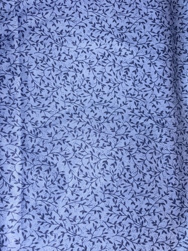 Vintage Fabric Polyester Knit Denim Blue Leaves & Vines Garment Dress Jumpsuit - Picture 3 of 4