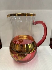 Vintage Arte Italica Italy? Interglass? Ruby Pitcher 8"