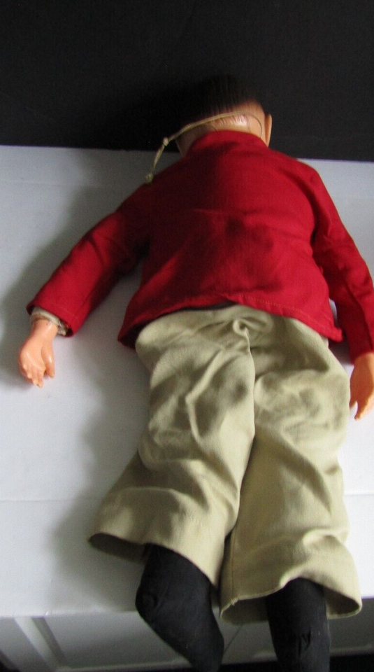 Vtg CHARLIE MCCARTHY 23" Ventriloquist Dummy Red Jacket Bow Tie NO