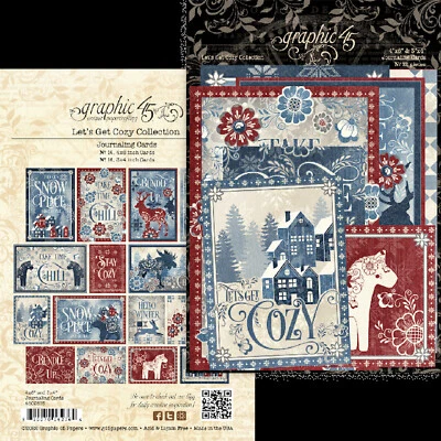 GRAPHIC 45 Graphic45 LET'S GET COZY (32) Ephemera Cards 3x4 4x6 scrapbooking WINTER