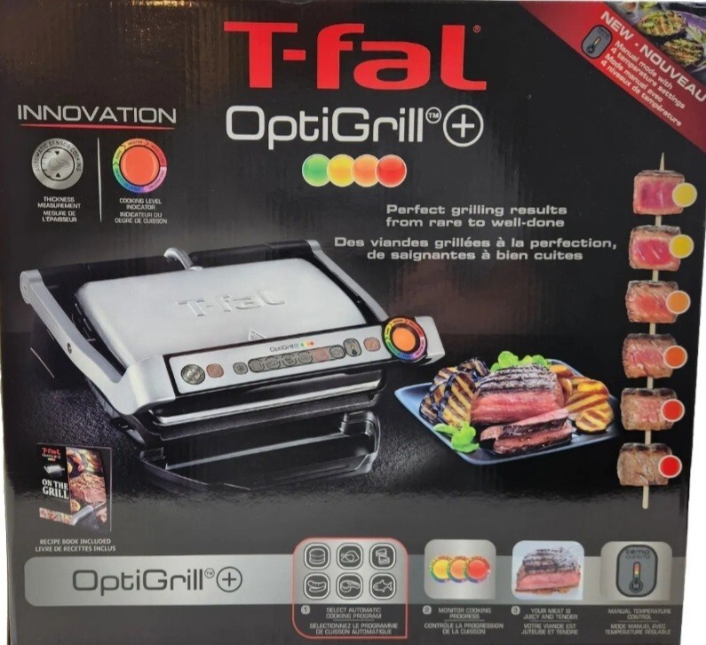 Stainless Steel Electric Grill OptiGrill GC7 NEW TFal Automatic 6