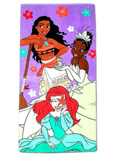 Kids Disney Princess Moana Tiana  Ariel Beach Towel - 28 x 58 100 Cotton New
