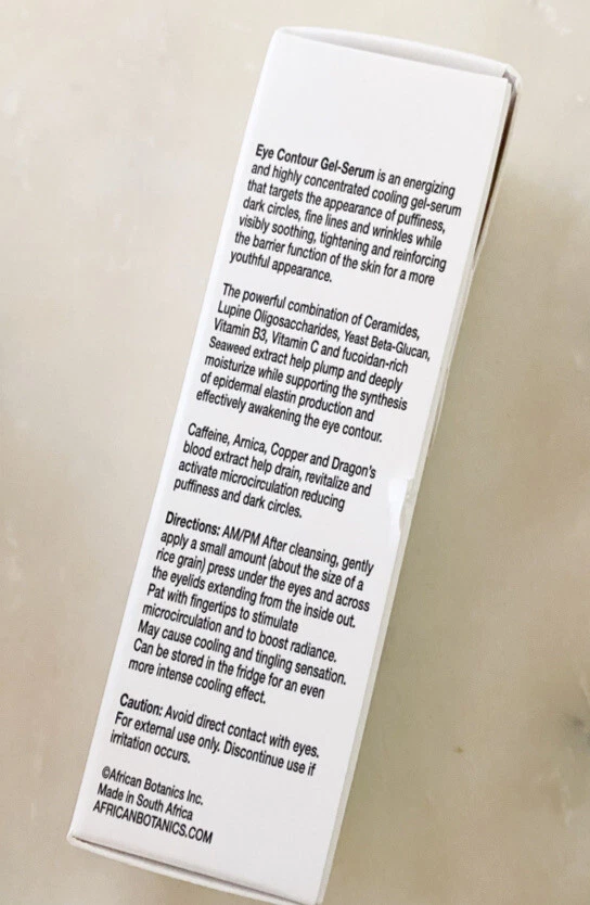 Gel-suero contorno de ojos African Botanics 0,5 oz 15 ml tamaño completo ~ ¡¡Nuevo en caja!! 💚 Foto 4 de 4