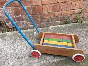 wooden block walker trolley