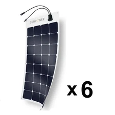 100W x6= 600W Flexible Authentic SunPower Solar Panel for RV, Marine and Camping