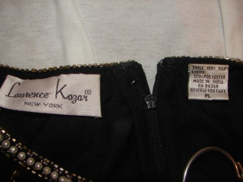 Vintage Laurence Kazar New York Long Beaded Sequence Dress Size PL 100% Silk - Picture 4 of 8