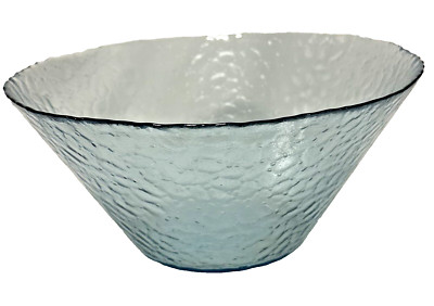 Arcoroc Luminarc Vercors Textured Pebbled Aqua Glass Bowl 9'' D x 4  T EUC