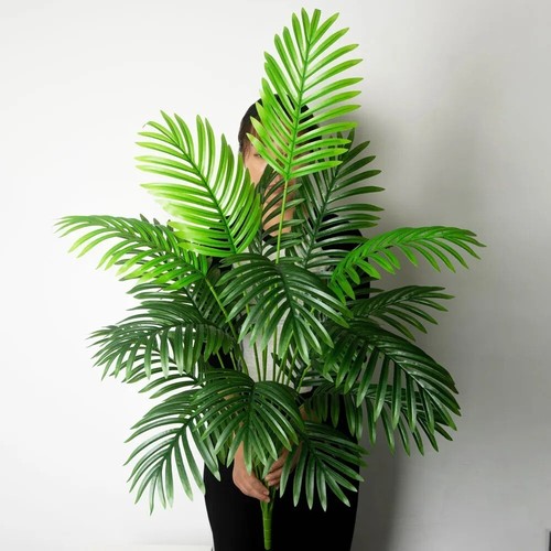 90-120cm Large Artificial Palm Tree Tropical Fake Plants Green Plastic Palm Leaf - Picture 2 of 12