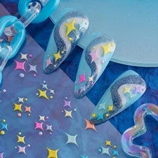 3D Embossed Star Assorted Designs Nail Art Vinly + Free Nail Art Tools