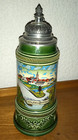 Bierkrug mit Zinndeckel für Sammler, "1200 Jahre Knielingen"