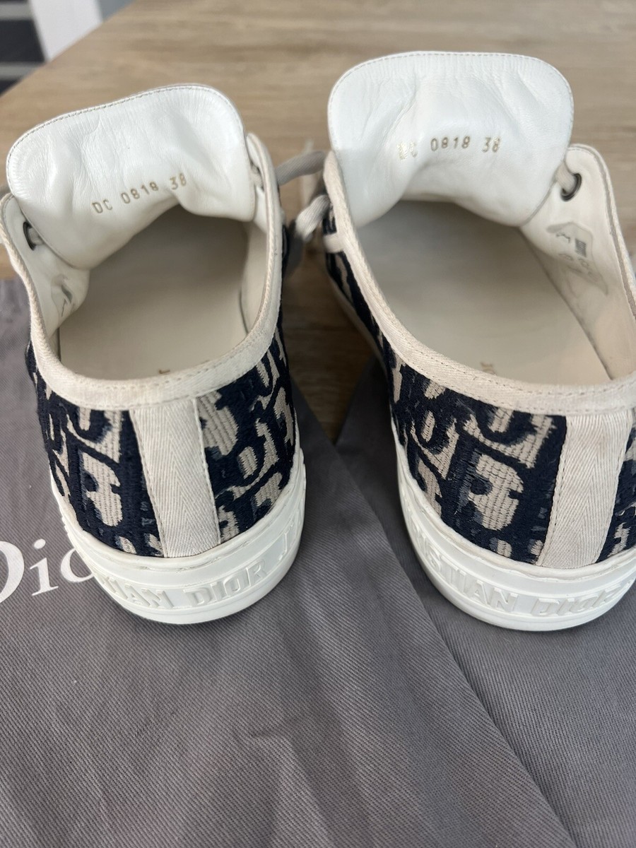 AUTH CHRISTIAN DIOR DEEP BLUE OBLIQUE WALK'N'DIOR LOW TOP SNEAKER