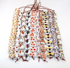 10 Strands Multi Shape Lamp work Glass Beads, White beads for jewelry making.
