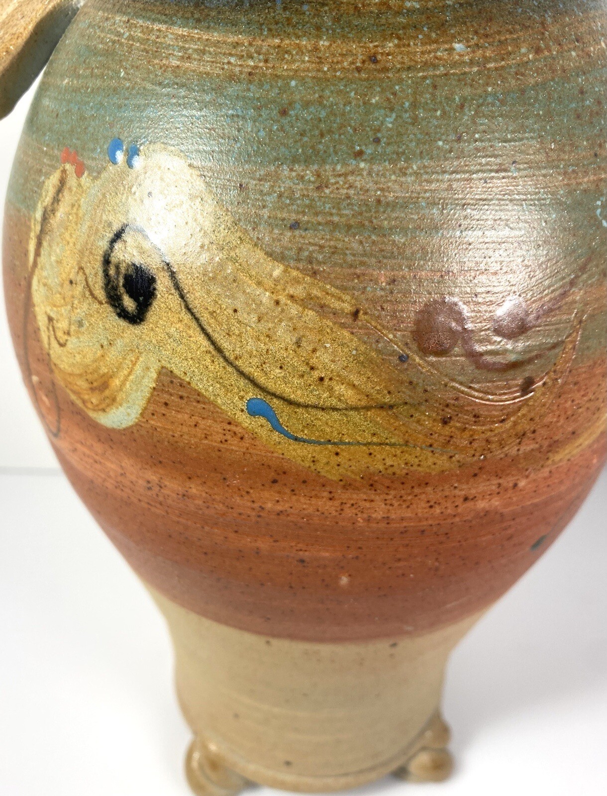 VTG David Hendley Pottery TEXAS Unique Winged Footed Vase Art Signed 13