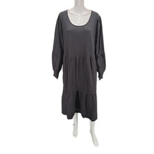 Canyon Retreat Women's Everyday Trendy Midi Dress X-Large Size Washed Black