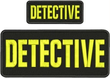 DETECTIVE EMBROIDERY PATCH 4X10 AND 2X5 HOOK ON BACK YELLOW ON BLACK