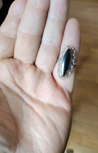 1950s Vtg Taxco Sterling Silver Ring Onyx Stone Size 7.75~3.8g~LRG Eagle 198 - Picture 10 of 12