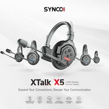 SYNCO Xtalk X3 X5 Wireless Intercom System Communication Headset Microphone 2.4g