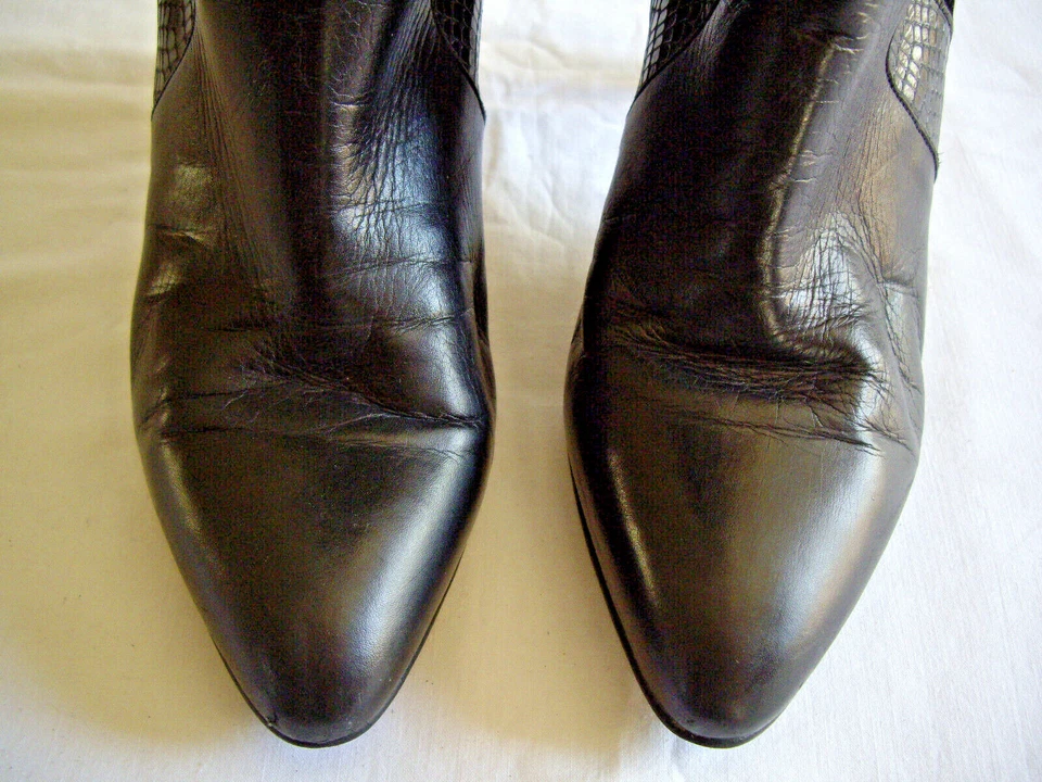 BOTTES PETER KAISER NUBUCK et CUIR VERNIS - Taille 38.5 - Talons 9 cm - NOIR - Photo 4/4