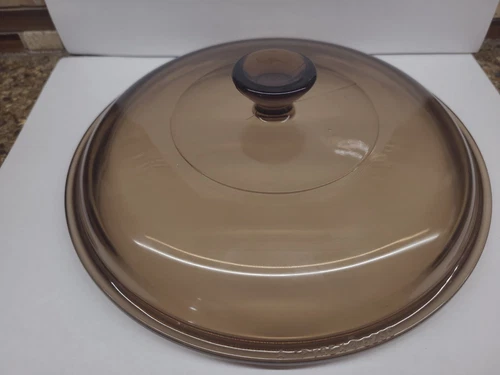 Pyrex Corning Visions Ware Brown Glass 8" Replacement Lid #6230