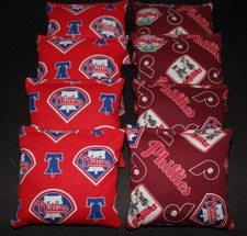 PHILADELPHIA PHILLIES CORNHOLE BEAN BAGS 8 ACA Reg made w TEAM Fabric