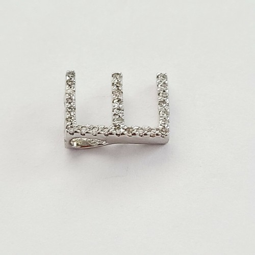 Solid 14K White Gold DIAMOND Letter "E" Pendant Charm - Picture 5 of 24