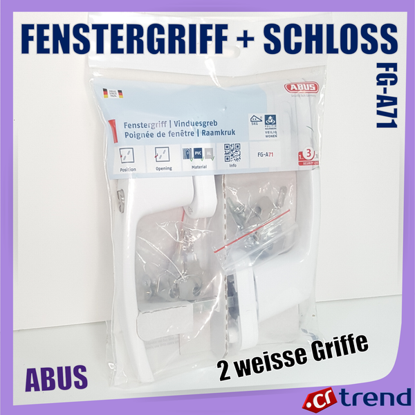 2 Abus Fenstergriff AbschließBar Weiß Schloss FG-A71 Fenster Griff Mit SchlüSsel-image