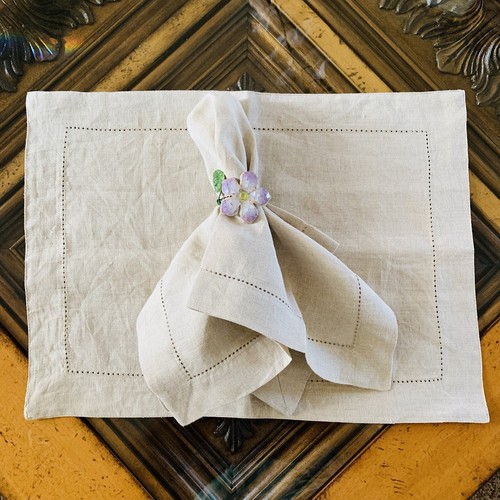 Set of 2 Classic Linen Napkins + Placemats Set, Hummus Color, By Southern Living - Picture 3 of 11