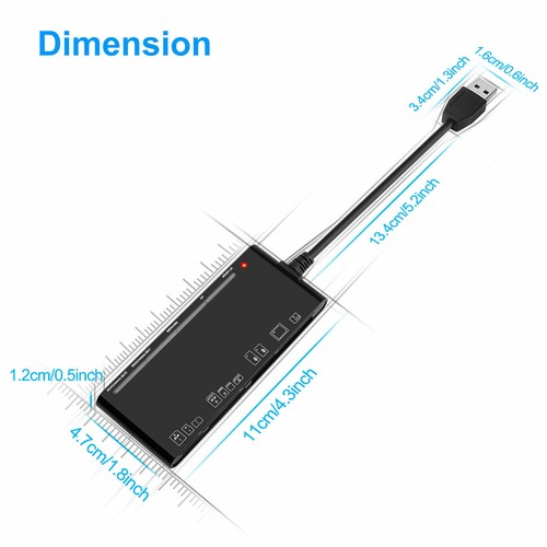 High-Speed USB 3.0 Memory Card Reader SD Micro SD CF TF MS XD 7-In-1 Adapter Hub - Picture 3 of 10