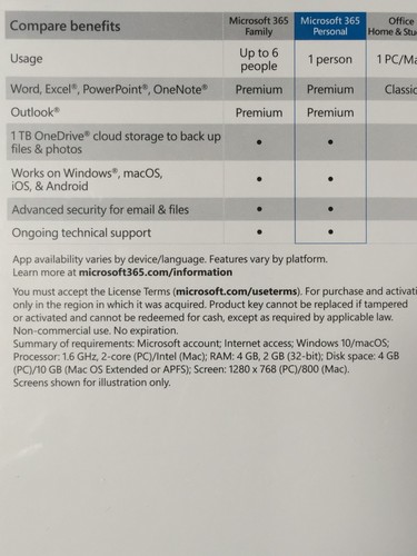 Microsoft Office 365 Personal 1 Year Subscription For 1 User North America - Picture 2 of 3