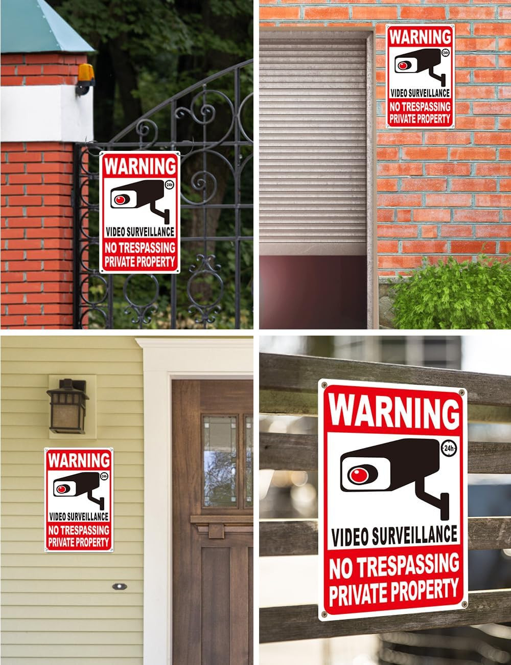 4-Pack No Trespassing Signs – 12"x8" Reflective Security Surveillance