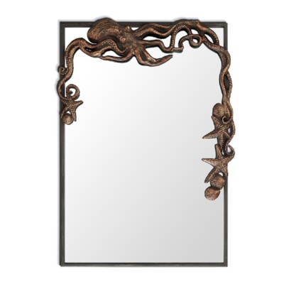 Octopus Wall Mirror Rectangle Nautical Coastal Beach Ocean ~ SPI Home 51154