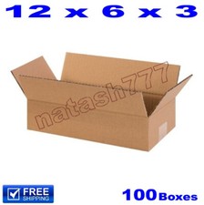 100 - 12x6x3 Cardboard Boxes Mailing Packing Shipping Moving Corrugated Carton